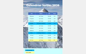 Calendrier saison 2025 - 2026